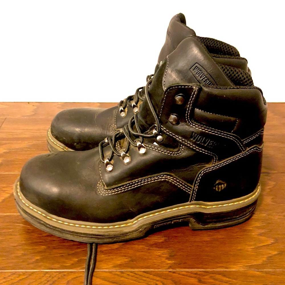 Wolverine Contour Welt Steel Toe Work Black Boots